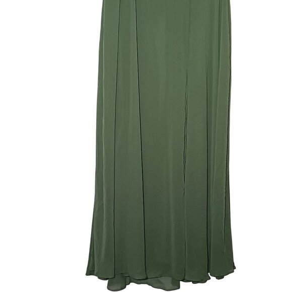 NEW After Six Puff Sleeve Chiffon Maxi Dress w/ Front Slit, Vineyard Green, 14 - Picture 10 of 15